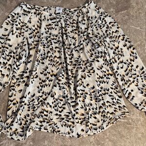 CAbi White and Black Patterned Blouse